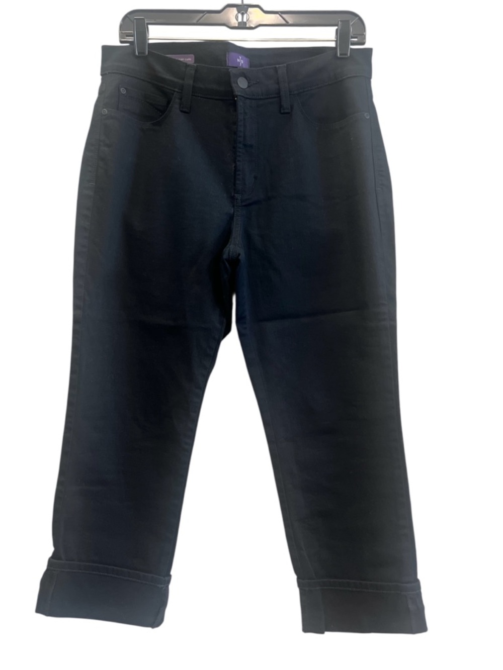 NYDJ Women's Black Wide Cuff Capri Jeans